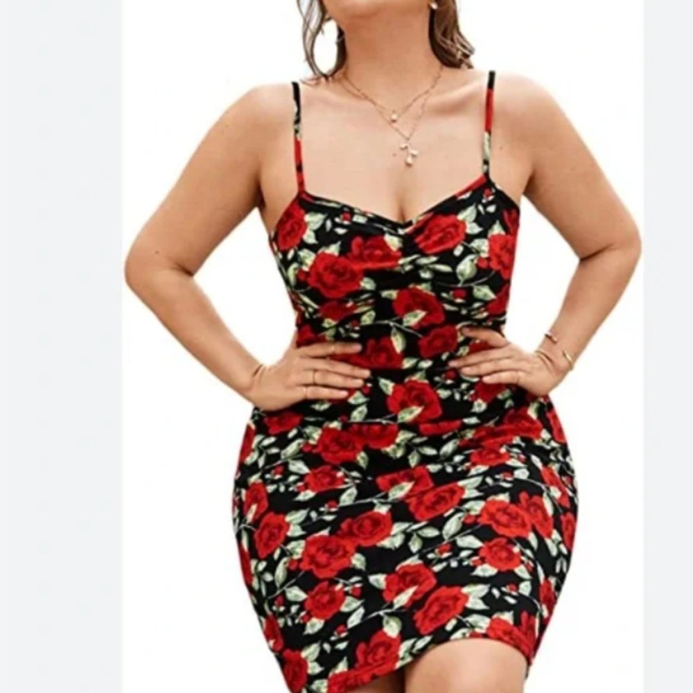 Black and Red Floral Dress